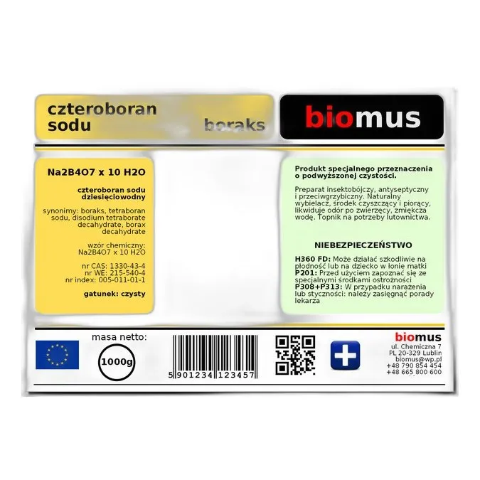 Tetraboran Disodu (Dziesięciowodny) — CAS 1303-96-4 — B4H20Na2O17 — odczynnik chemiczny