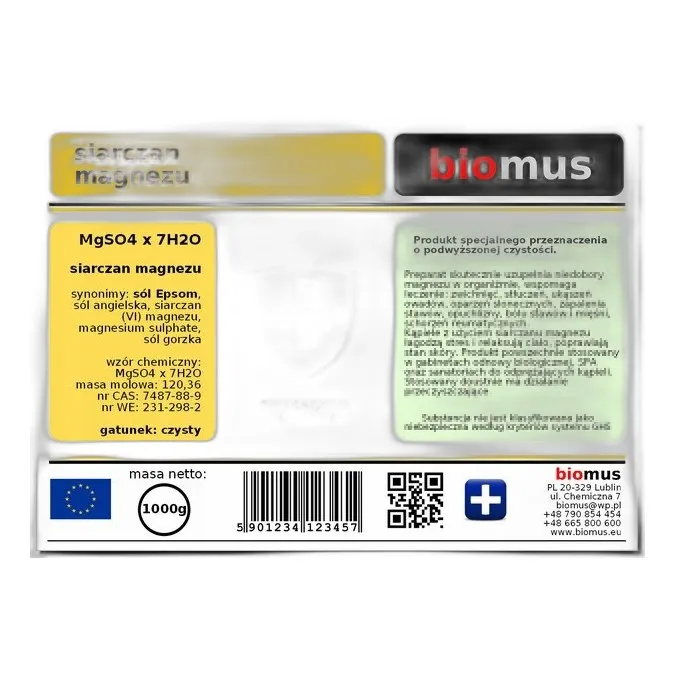 Siarczan Magnezu — CAS 7487-88-9 — MgO4S — odczynnik chemiczny