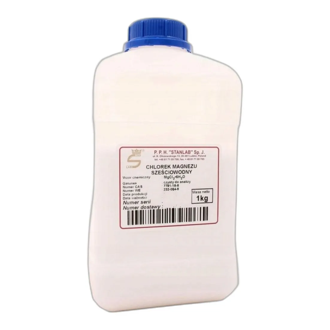 Stanlab - Chlorek Magnezu Sześciowodny 1000 G 1 Kg — CAS 7786-30-3 — Cl2Mg — odczynnik chemiczny