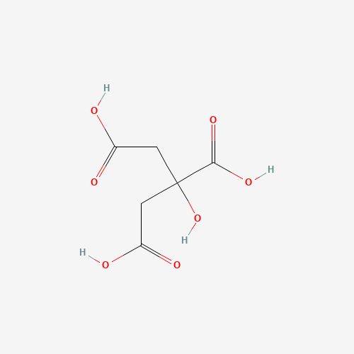 Szkielet 2D Czysty kwas cytrynowy, CAS 77-92-9, wzór C6O3·4H2O